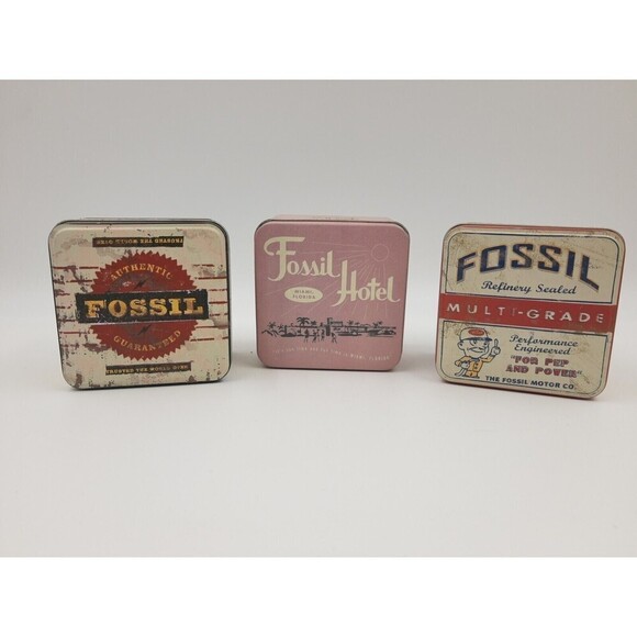 Fossil Watch collector Metal Tin Can Cases Authentic Hotel Pink Multi gra… - Picture 2 of 7
